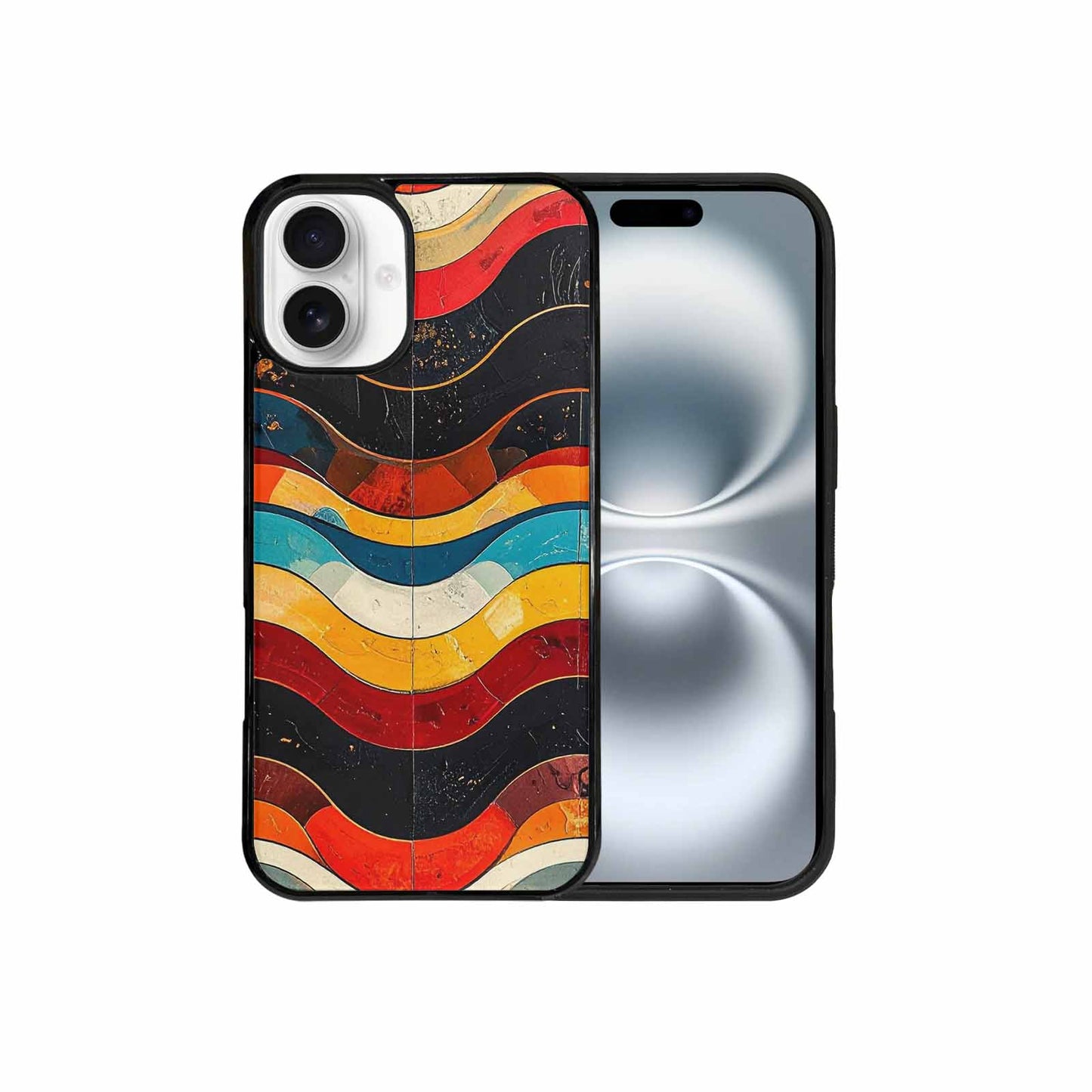 iPhone 16 Plus Case — Retro Wave Scallop Stripe Small Wzf, Custom Made Phone Cover