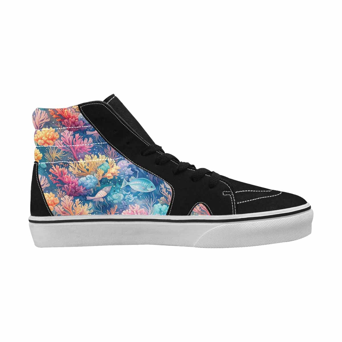 MEN'S Fish Scale Coral High Top Canvas Dark Academia Custom Sneakers
