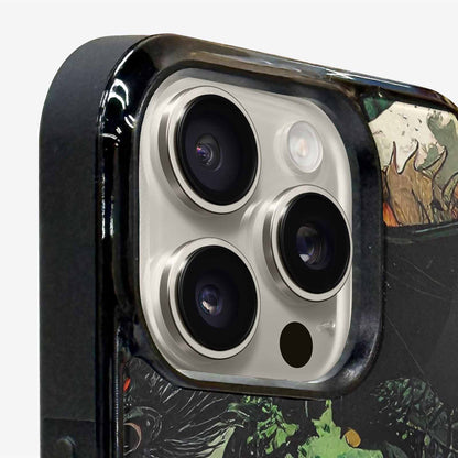 iPhone 16 Pro Case — Dragon Scale Black Green Ink Dragons, Unique Phone Case Design