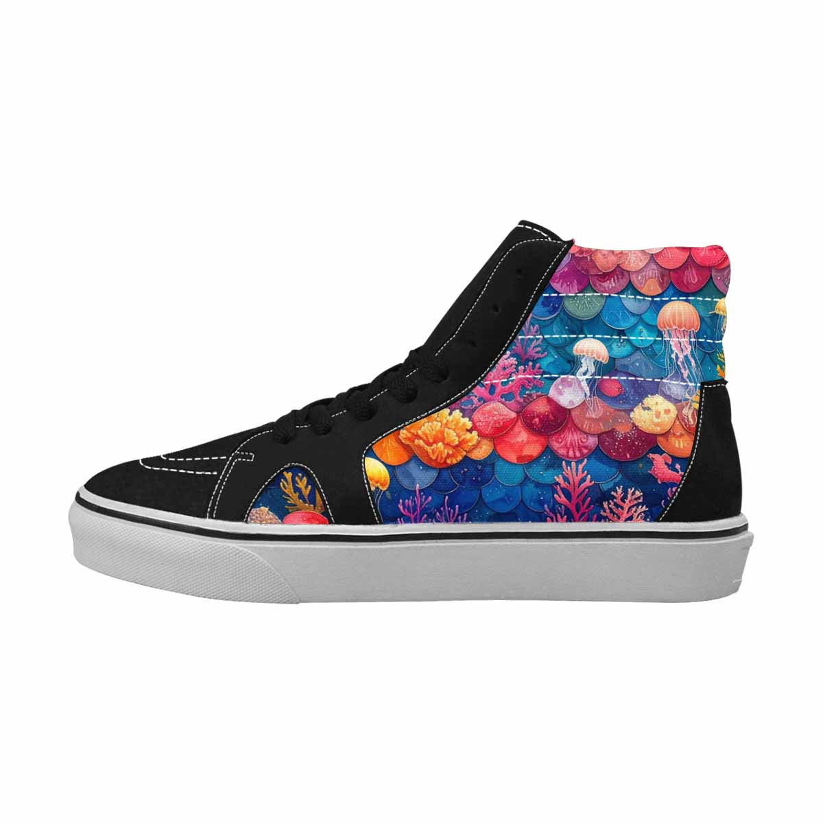 MEN'S Fish Scale Coral High Top Canvas Cottagecore Shoes