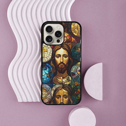 iPhone 16 Pro Max Case — Jesus Face Small Cross And Faith, Custom Print Case Cover