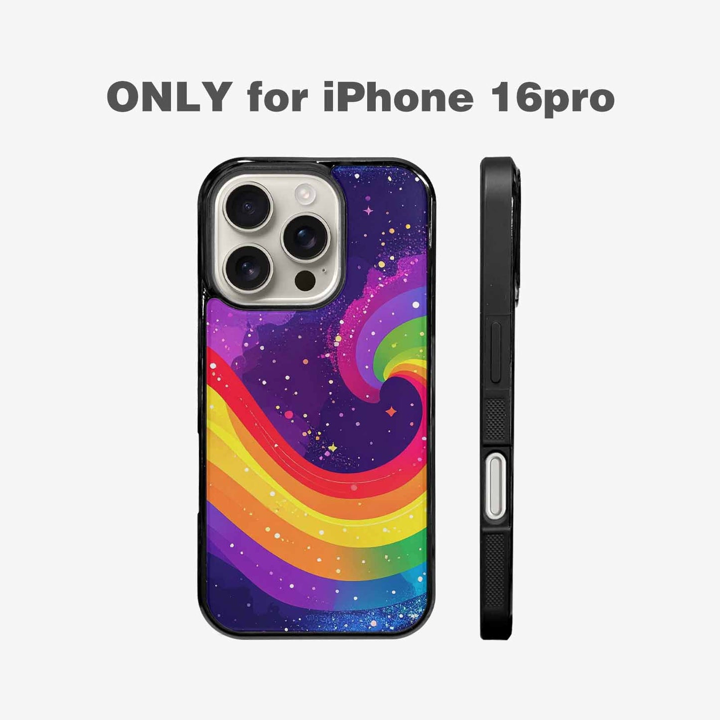 iPhone 16 Pro Case — Rainbow Pride Galaxy, Custom Printed Phone Case