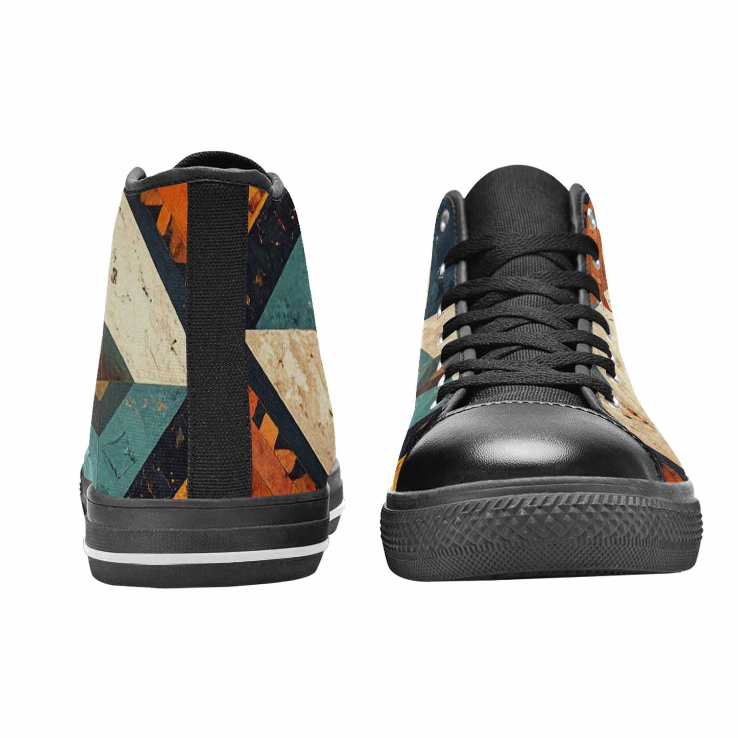 MEN'S Southwestern Geometric Diamond High Top Canvas Vibrant Chaos Sneakers