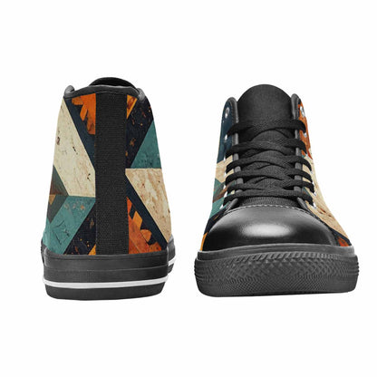 MEN'S Southwestern Geometric Diamond High Top Canvas Vibrant Chaos Sneakers