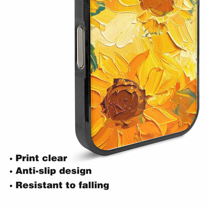 iPhone 15 Pro Max Case — Impressionist Sunflower Brushstroke Pattern Hundreds Of, Custom Print Case Cover