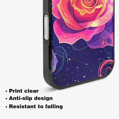 iPhone 16 Plus Case — Rose Galaxy Art Seamless Pattern Vibrant, Custom Print Case Cover