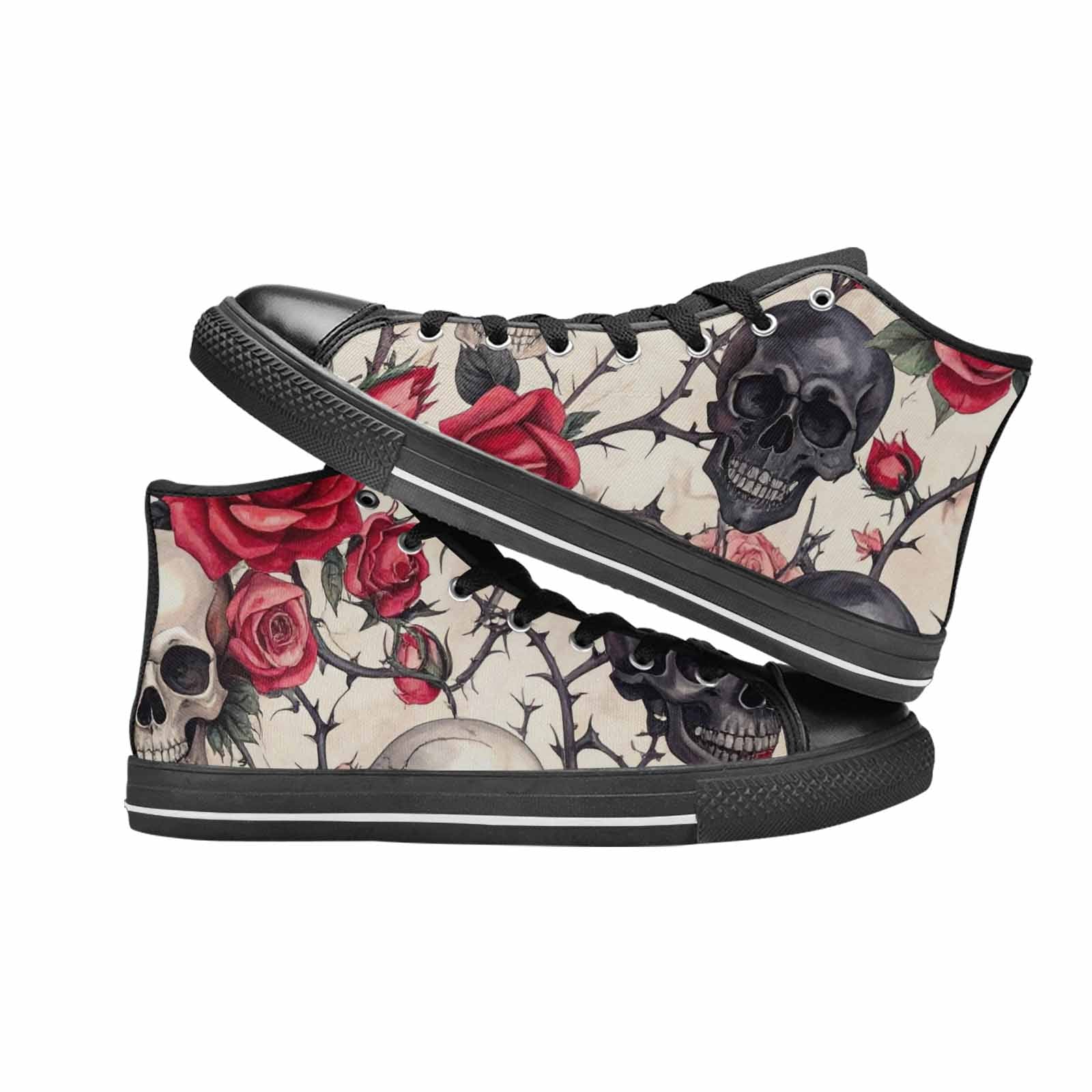 MEN'S Skulls - Roses High Top Canvas Cottagecore Custom Shoes