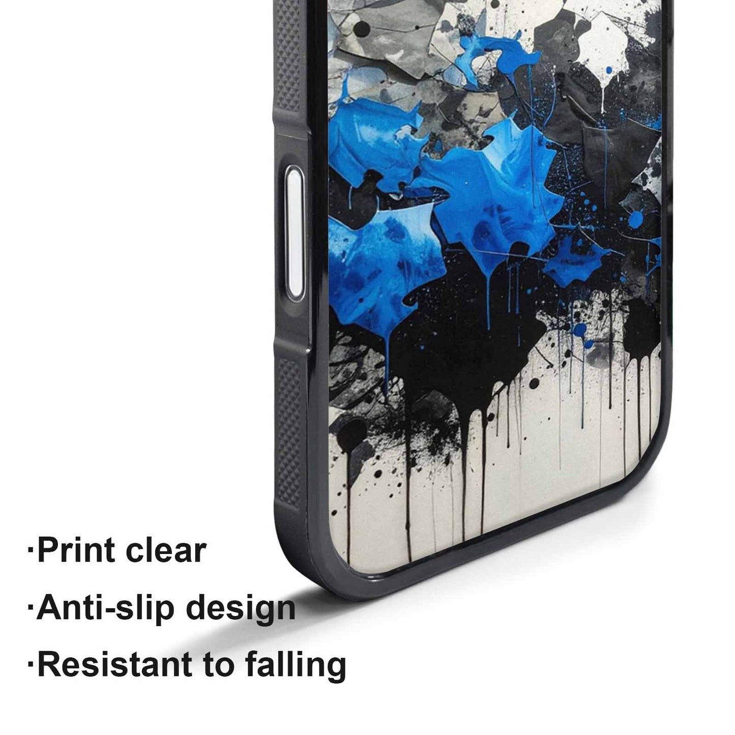 iPhone 17 Pro Case — Black Blue Ink Camo Patches Camo, Custom Print Case Cover