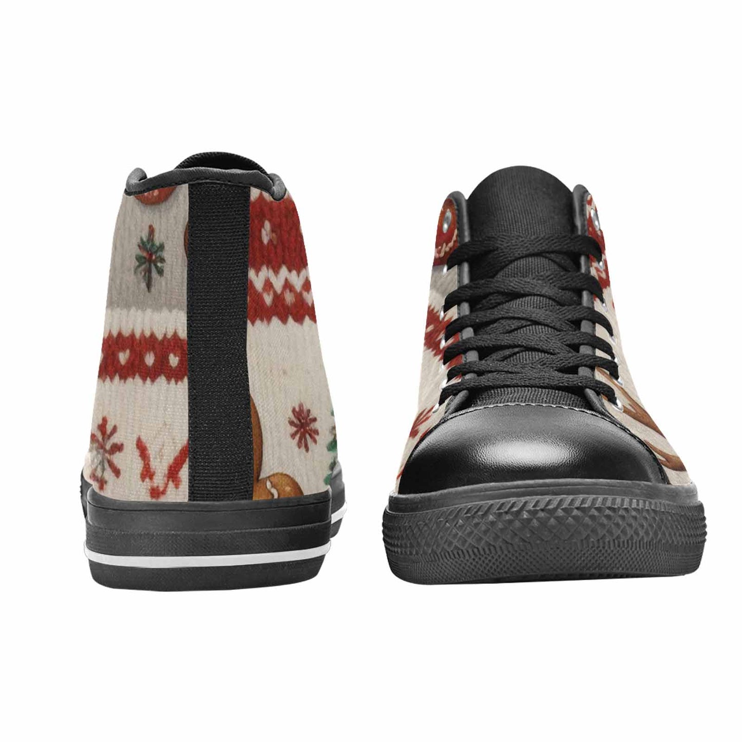MEN'S Christmas Holly Snowflake High Top Canvas Vivid Custom Sneakers
