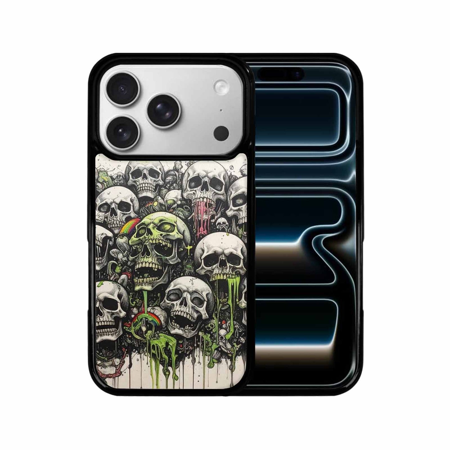 iPhone 17 Pro Case — Black Green Ink Rainbow From Gothic, Custom Made Phone Cover