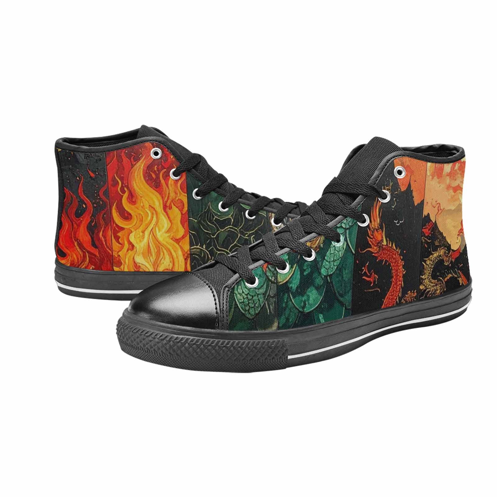 WOMEN'S Dragon Scale Fantasy High Top Canvas Wallpaper Art Custom Sneakers