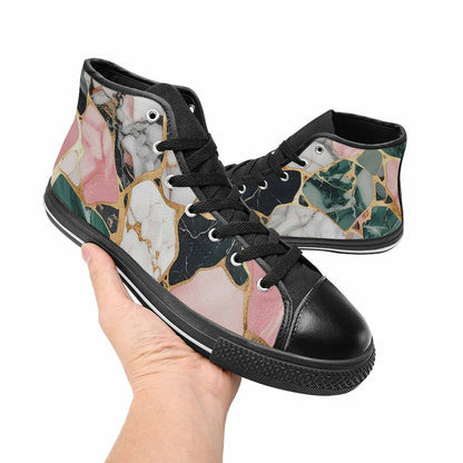 MEN'S Marble Stone Texture High Top Canvas Y2K Custom Sneakers
