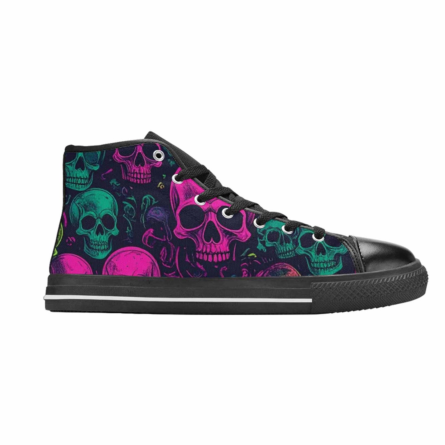 MEN'S Skulls - Neon High Top Canvas Vibrant Chaos Shoes