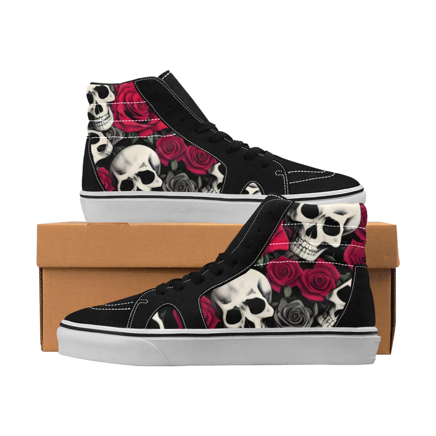 MEN'S 8X - Skulls Roses High Top Skateboarding Dark Academia Sneakers