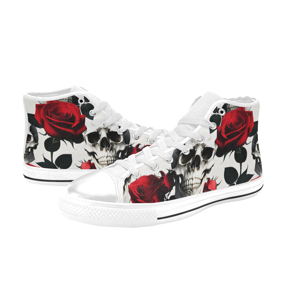 WOMEN'S Skulls Roses Deluxe 10 High Top Canvas Surreal Shoes