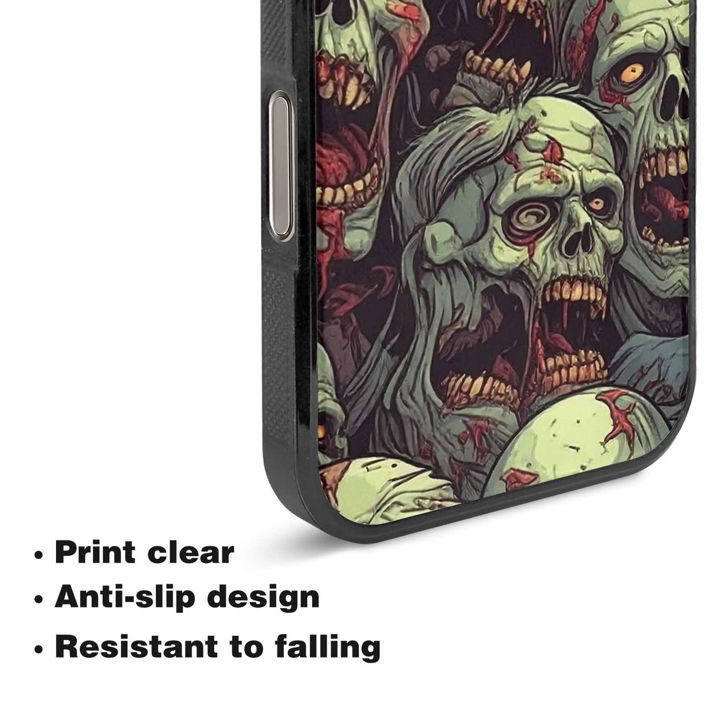 iPhone 16 Pro Max Case — Zombie Head Pattern Hundreds Of Small, Custom Print Case Cover