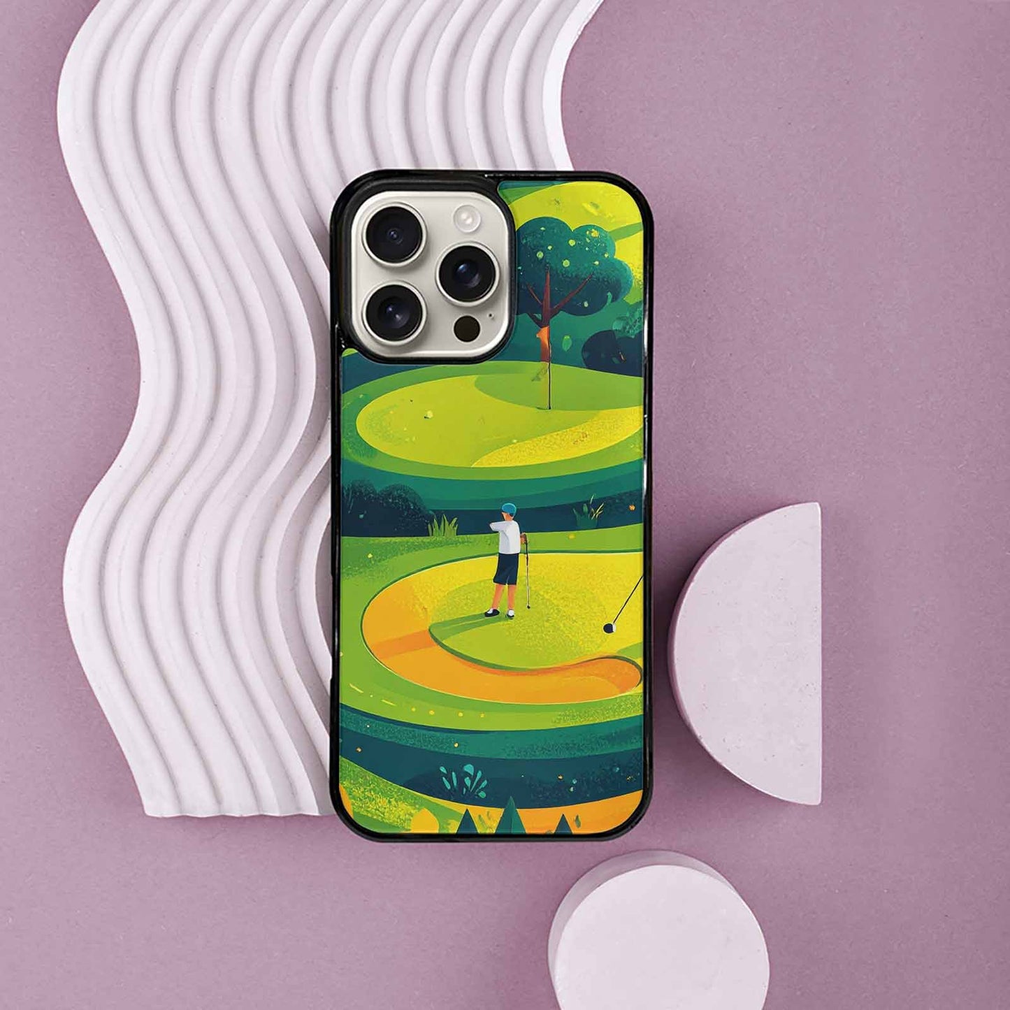 iPhone 16 Pro Max Case — Golf Cartoon Art Pattern, Unique Phone Case Design