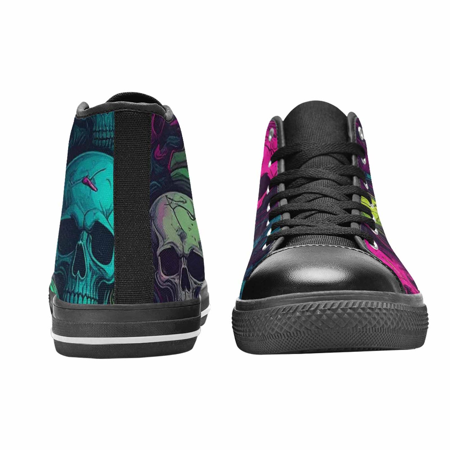 WOMEN'S Skulls - Neon High Top Canvas Dark Academia Shoes