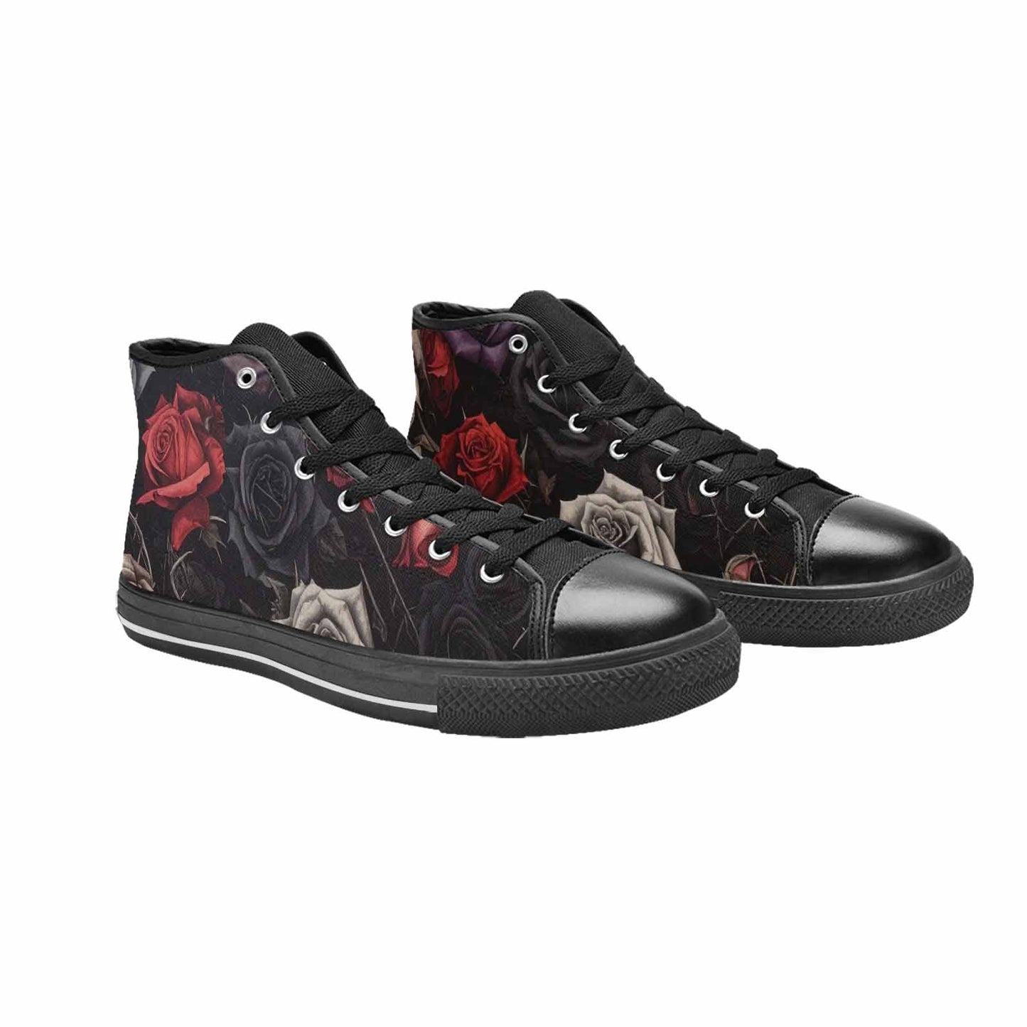 MEN'S Black Gothic Rose High Top Canvas Wallpaper Art Custom Shoes