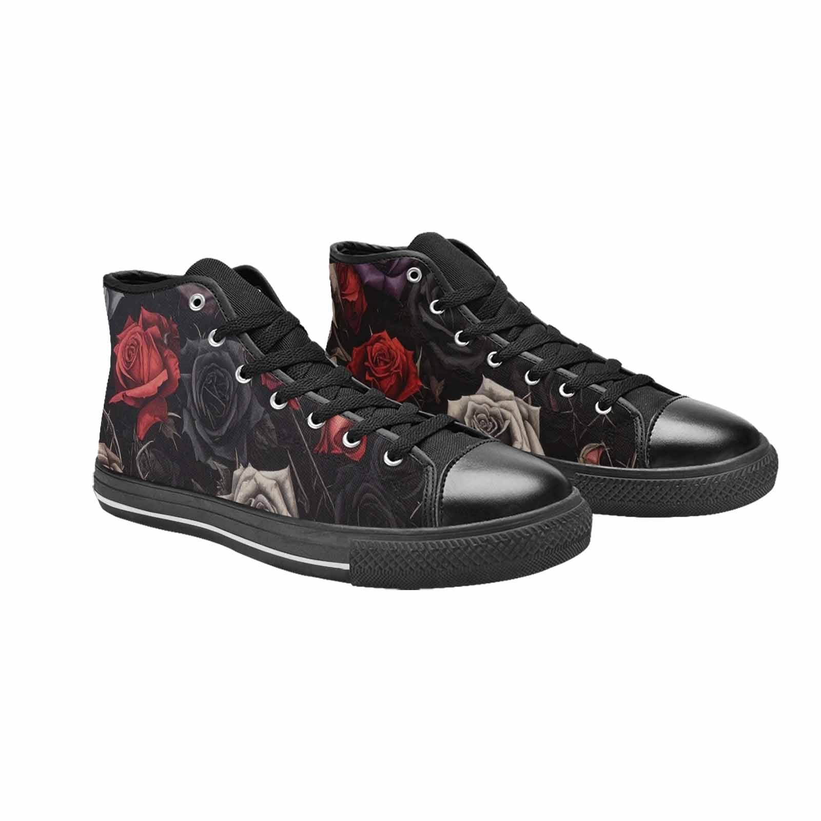 MEN'S Black Gothic Rose High Top Canvas Wallpaper Art Custom Shoes