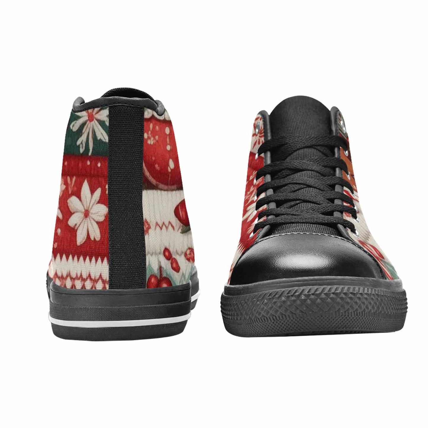WOMEN'S Christmas Holly Snowflake High Top Canvas Wallpaper Art Shoes