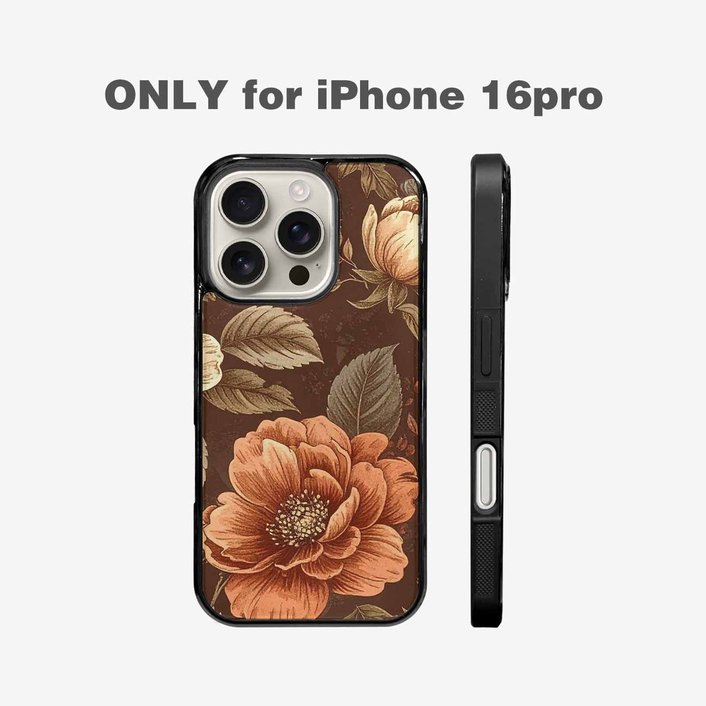iPhone 16 Pro Case — Vintage Botanical Art Pattern, Custom Printed Phone Case