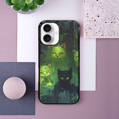 iPhone 16 Case — Toxic Melting Skeleton Cats Small Toxic, Custom Designed Case Cover