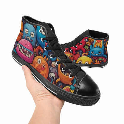 MEN'S Cartoon Monster Character High Top Canvas Grunge Custom Sneakers