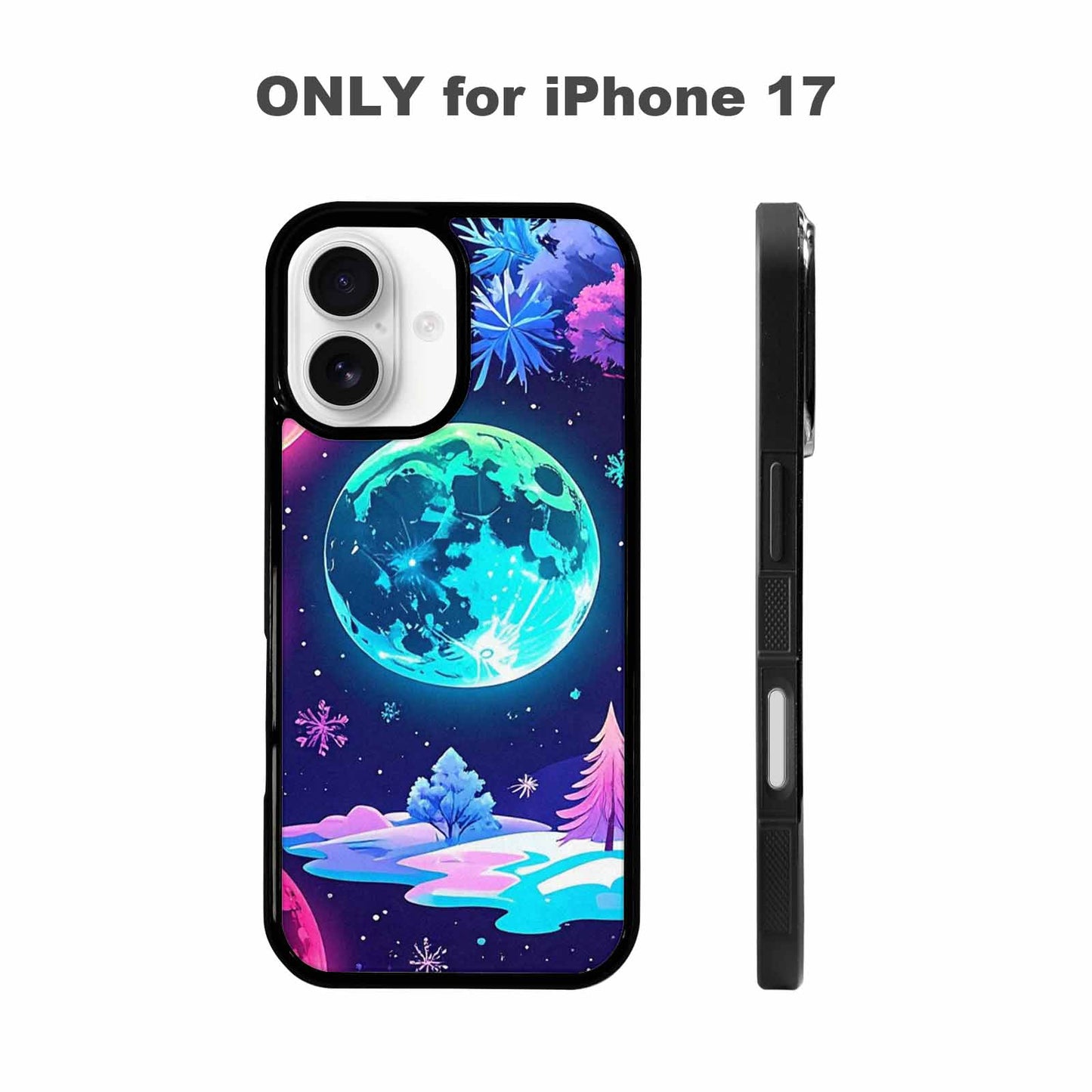iPhone 17 Case — Neon Winter Moon Cartoon Cute, Custom Phone Case