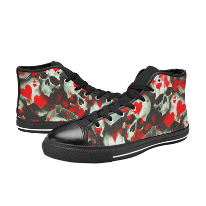 WOMEN'S Splatter Skulls High Top Canvas Grunge Custom Sneakers