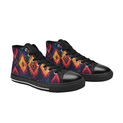 Wild Tribal Ripple 2 Men's High Top Canvas Shoes