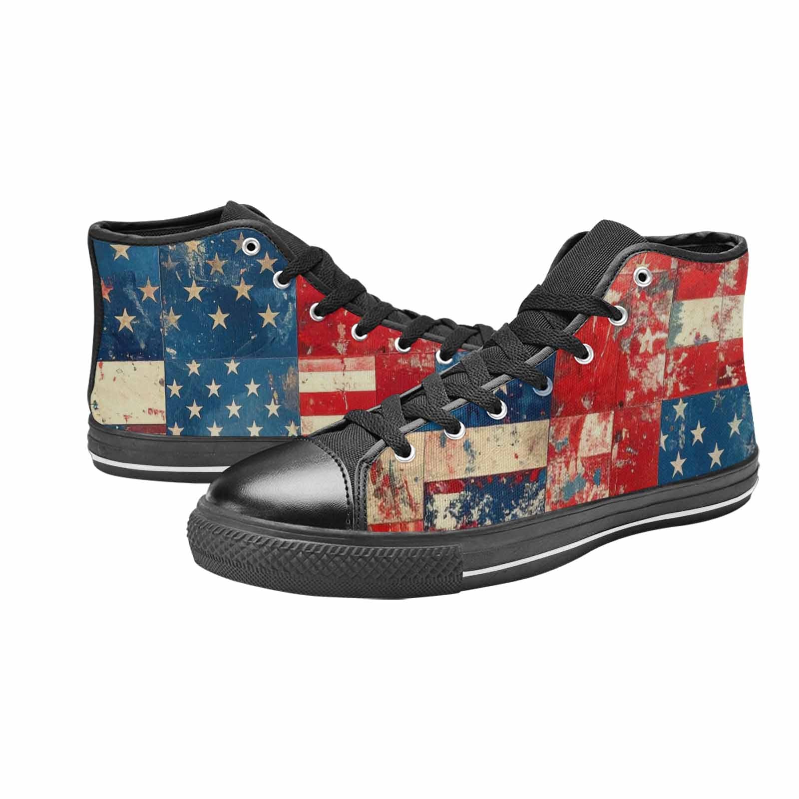 MEN'S American Flag Stars High Top Canvas Dark Academia Custom Shoes