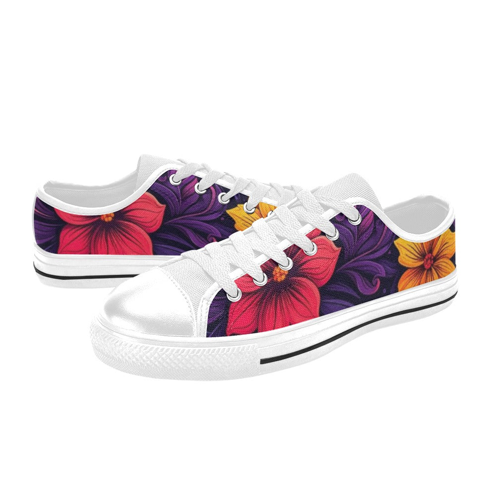 KIDS' Exotic Floral Weave Low Top Canvas Dreamcore Custom Shoes