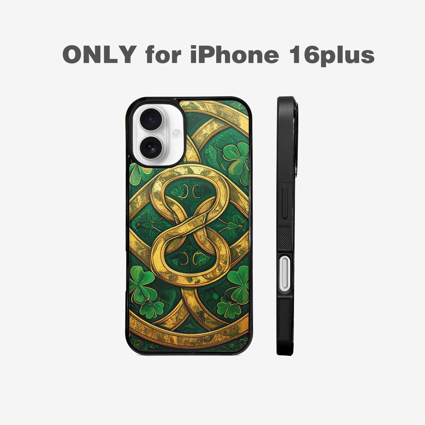 iPhone 16 Plus Case — Irish Celtic Knot Pattern Shamrocks Seamless, Unique Phone Case Design