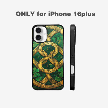 iPhone 16 Plus Case — Irish Celtic Knot Pattern Shamrocks Seamless, Unique Phone Case Design
