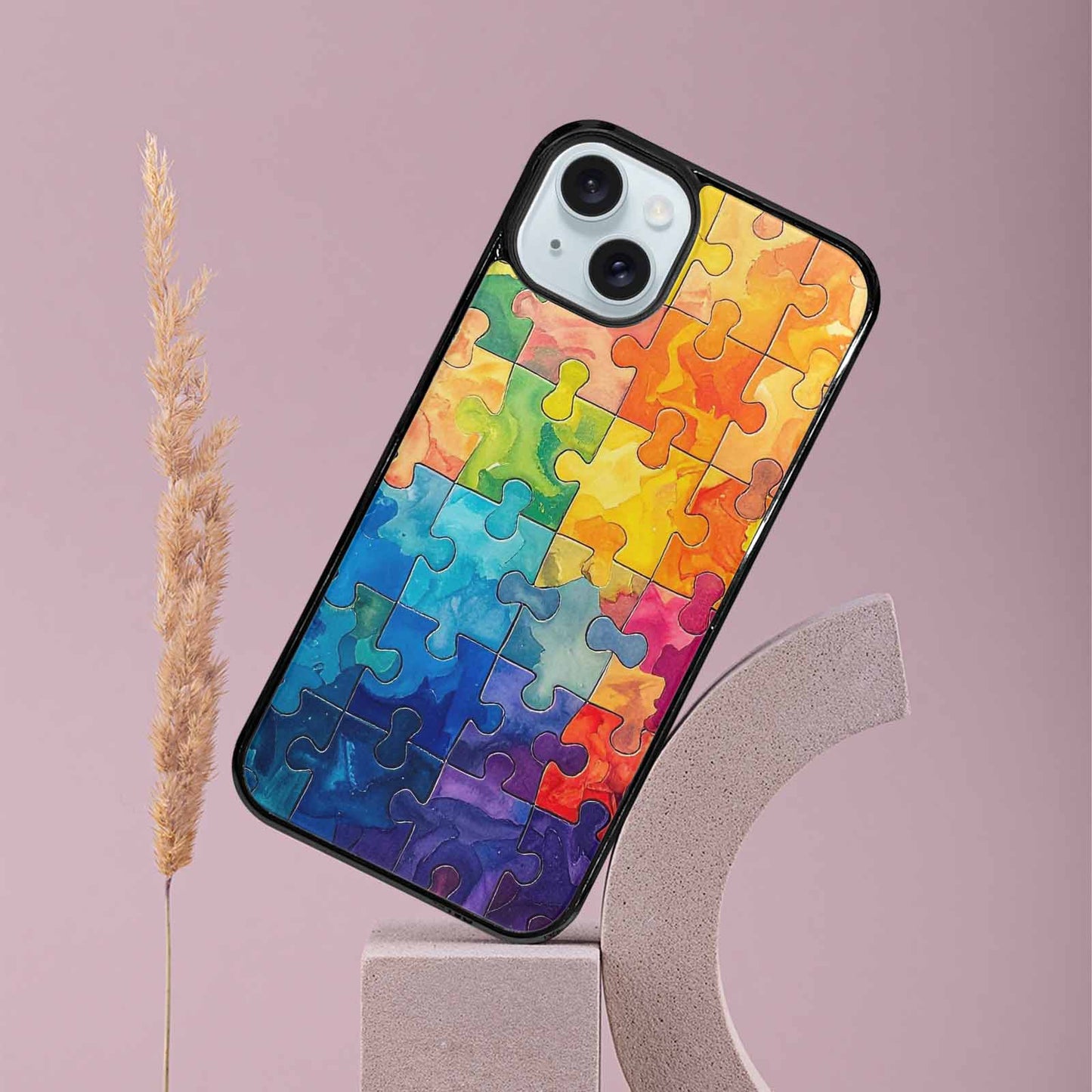 iPhone 15 Plus Case — Autism Puzzle Pieces Puzzle Piece Pattern, Custom Print Case Cover