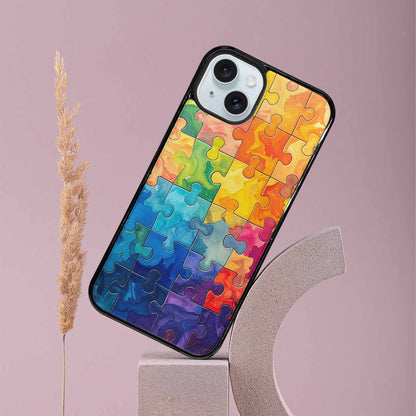 iPhone 15 Plus Case — Autism Puzzle Pieces Puzzle Piece Pattern, Custom Print Case Cover