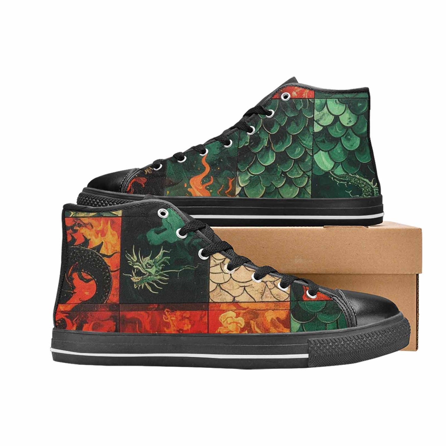 MEN'S Dragon Scale Fantasy High Top Canvas Dreamcore Custom Shoes