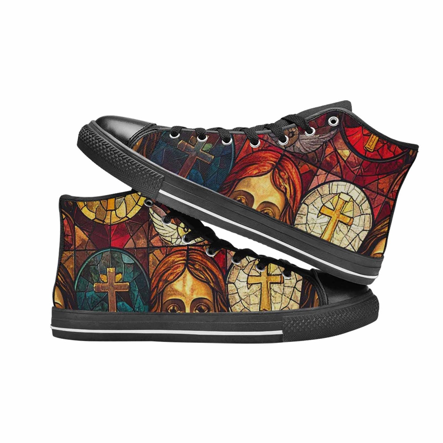 WOMEN'S Jesus Face Small High Top Canvas Vivid Custom Shoes