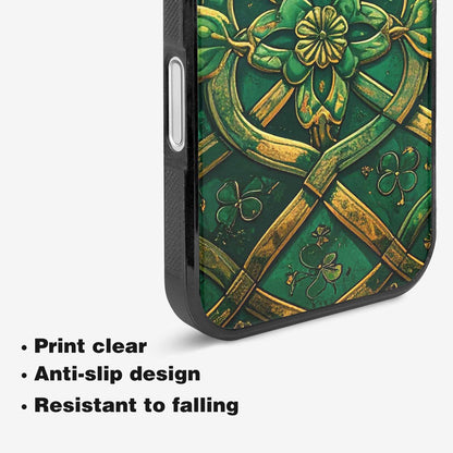 iPhone 16 Case — Irish Celtic Knot Pattern Shamrocks Seamless, Custom Print Case Cover