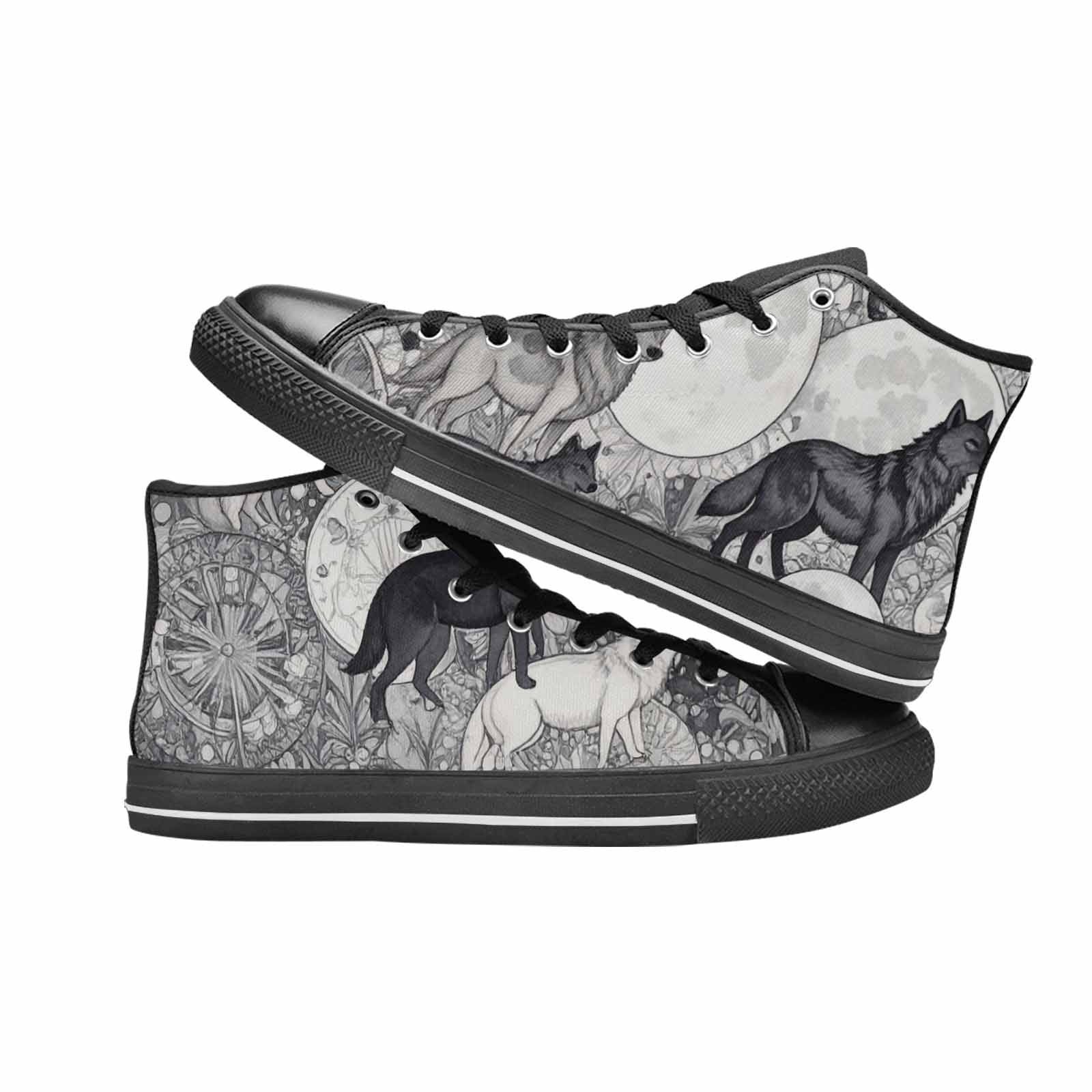 WOMEN'S Wolves Everywhere Collage High Top Canvas Aesthetic Sneakers