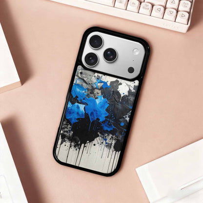 iPhone 17 Pro Case — Black Blue Ink Camo Patches Camo, Custom Print Case Cover