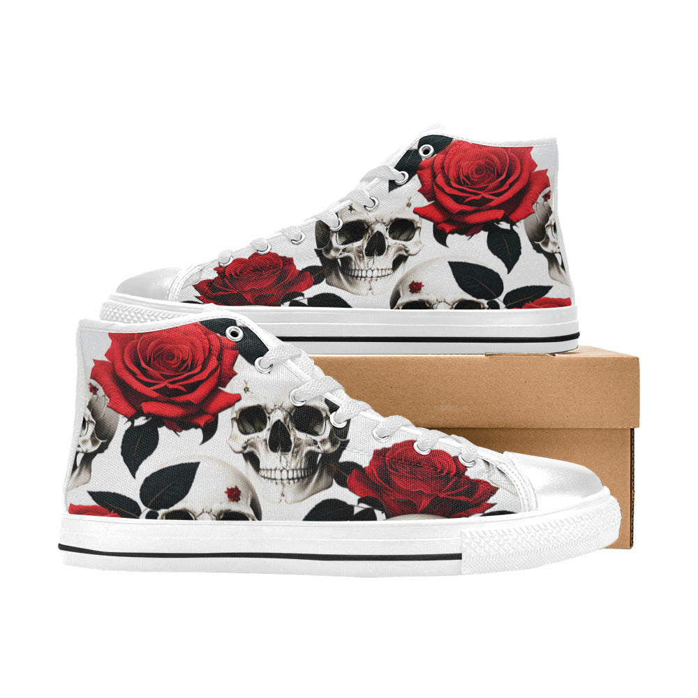 WOMEN'S Skulls Roses Deluxe 5 High Top Canvas Aesthetic Shoes