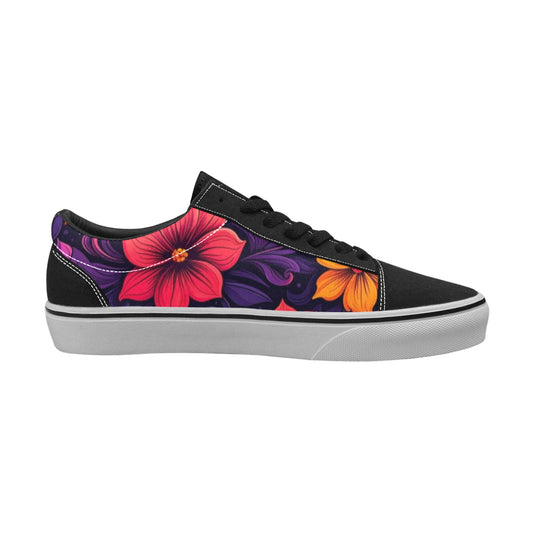 WOMEN'S Exotic Floral Weave Low Top Skateboarding Wallpaper Art Custom Shoes