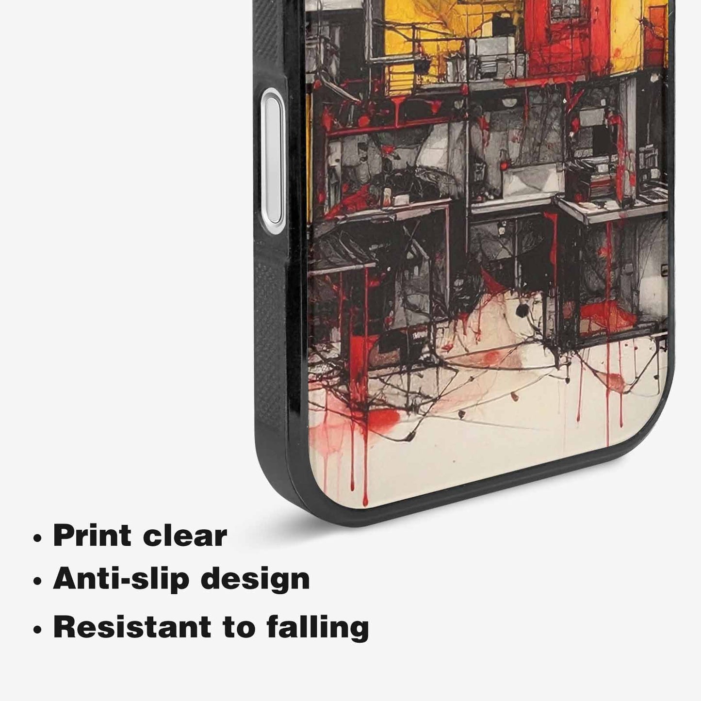 iPhone 16 Case — Liminal Space Fragment Black Red Ink, Unique Phone Case Design