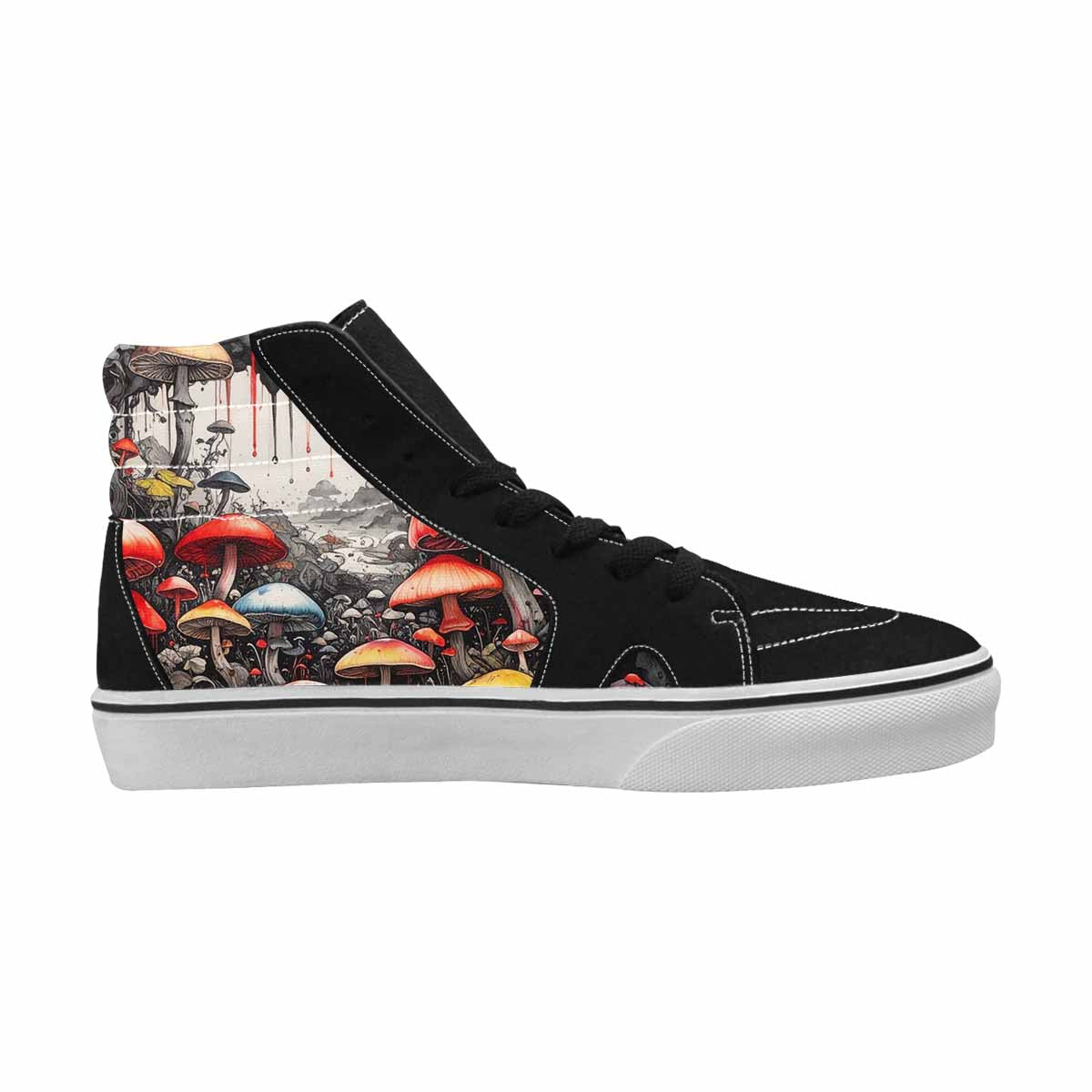 MEN'S Rainbow Drip Mushrooms High Top Canvas Wallpaper Art Custom Sneakers