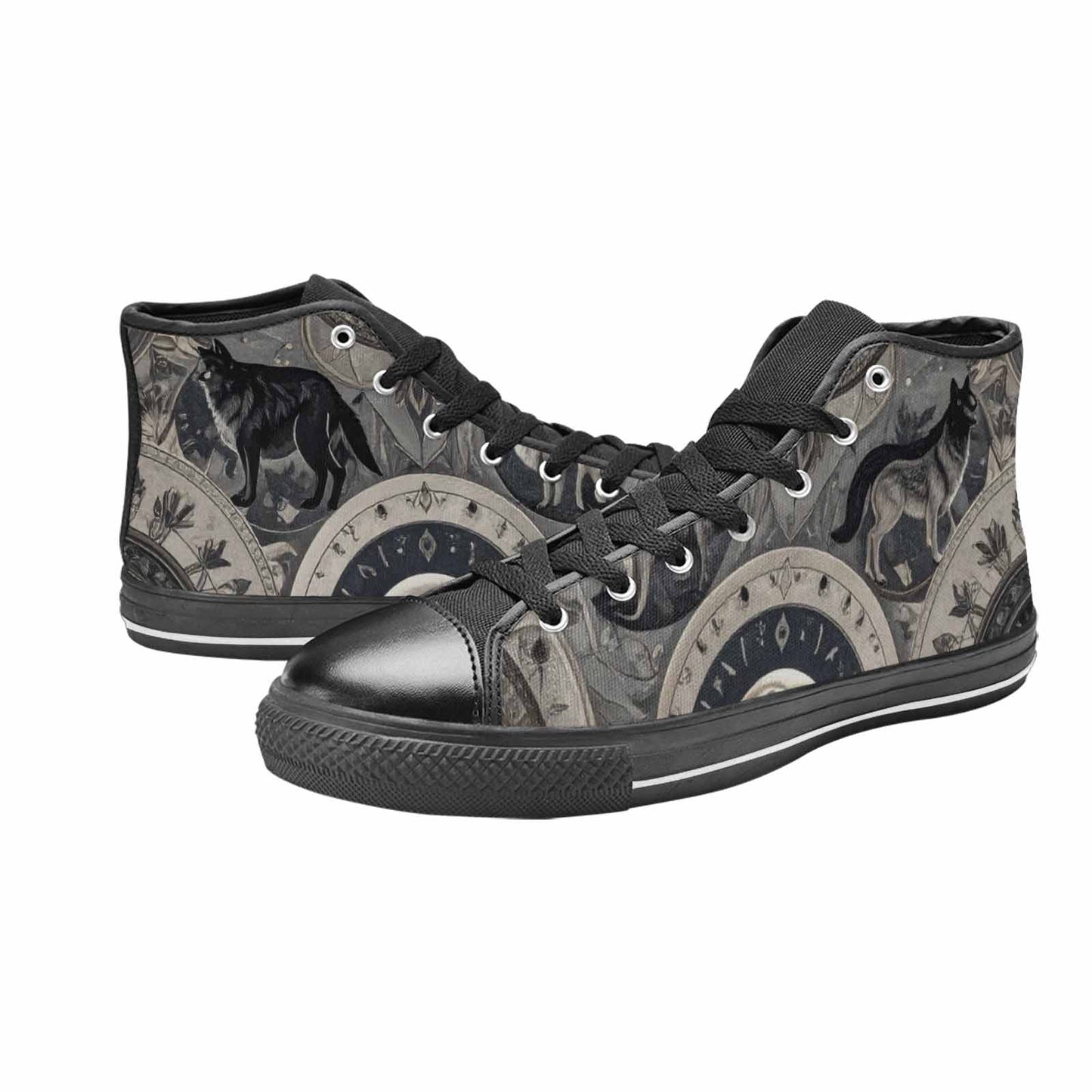 WOMEN'S Wolves Everywhere Collage High Top Canvas Dark Academia Sneakers