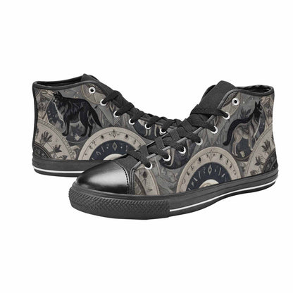 WOMEN'S Wolves Everywhere Collage High Top Canvas Dark Academia Sneakers