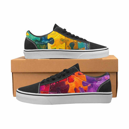 WOMEN'S Autism Puzzle Pieces Lace-Up Canvas Melting Art Custom Sneakers