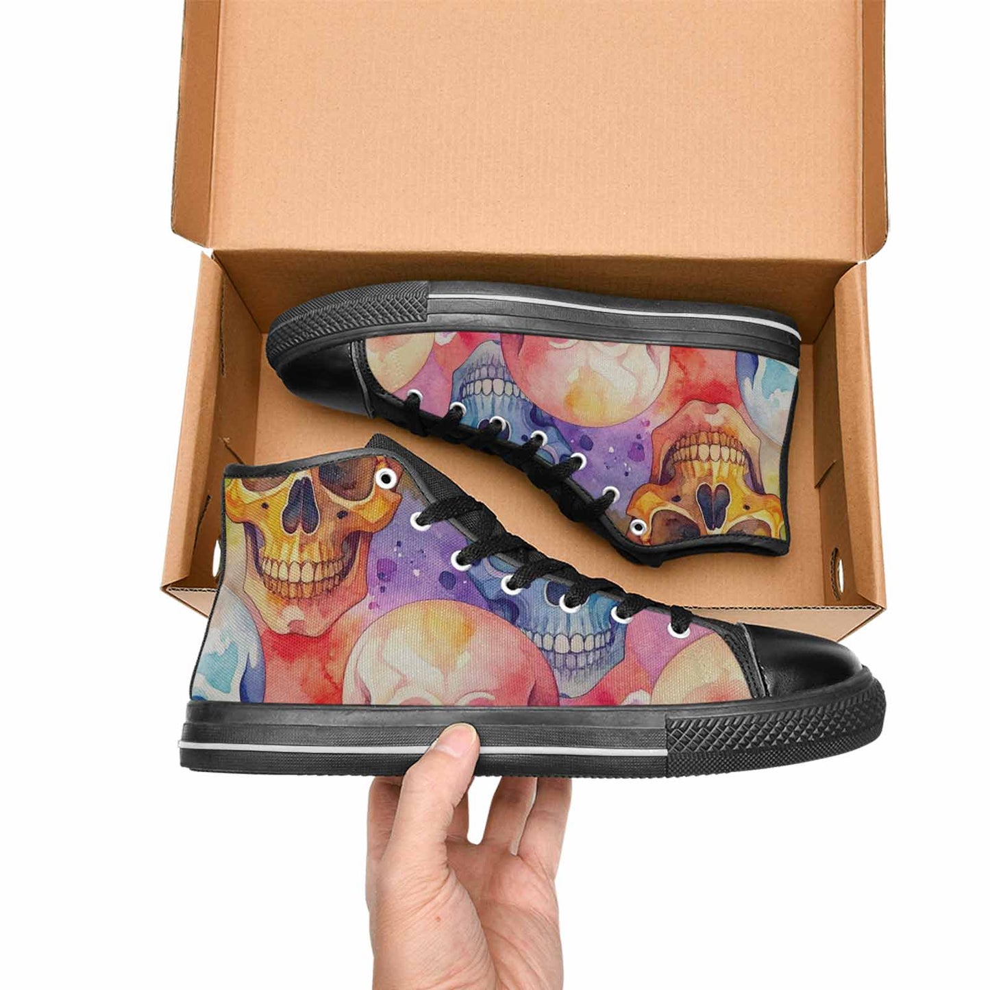 MEN'S Kulls - Watercolor High Top Canvas Wallpaper Art Sneakers